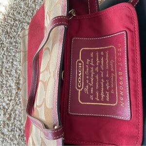 Coach Red and Tan Shoulder Bag